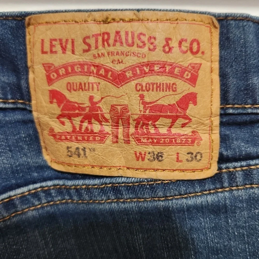 Levi's 541 Medium Blue Faded Athletic Taper‎ Jeans Denim Rustic Western W36 L30